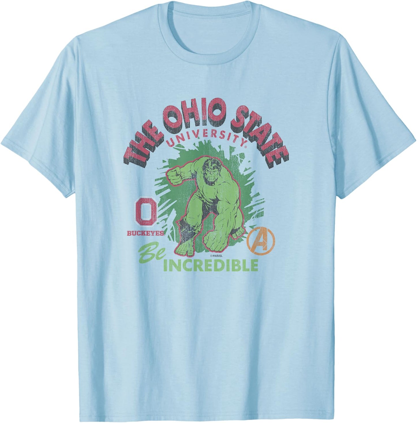 Ohio State Buckeyes Hulk Vintage Marvel Gray T-Shirt - T-Shirt | Light Blue
