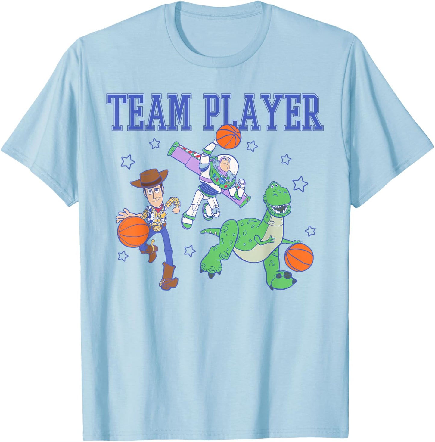 Disney Pixar Toy Story Team Player Woody Buzz Rex Basketball T-Shirt - T-Shirt | Light Blue
