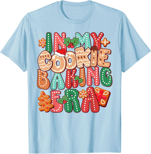 In My Cookie Baking Era Funny Holiday Baker Groovy Retro T-Shirt - T-Shirt | Light Blue