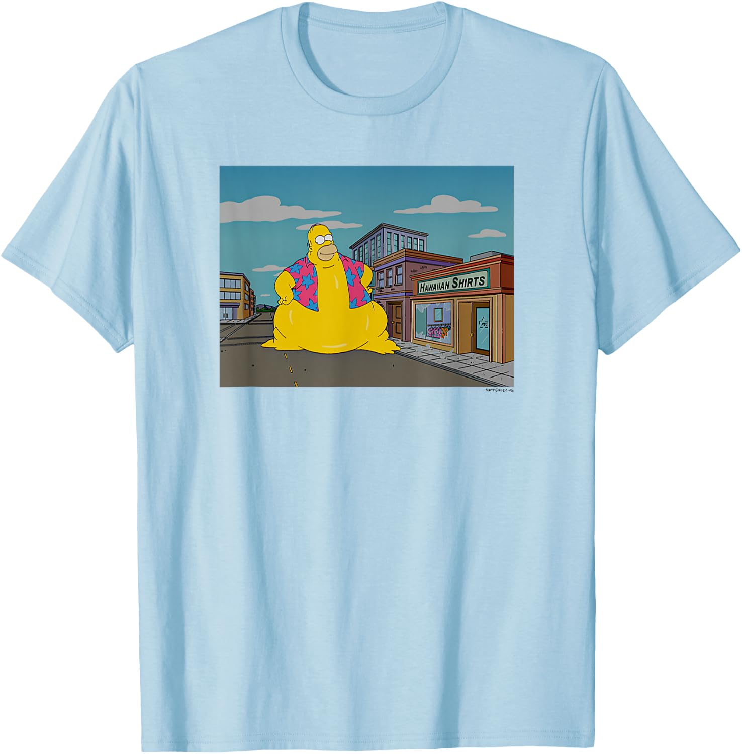 The Simpsons Treehouse Of Horror Hawaiian Monster Homer T-Shirt - T-Shirt | Light Blue