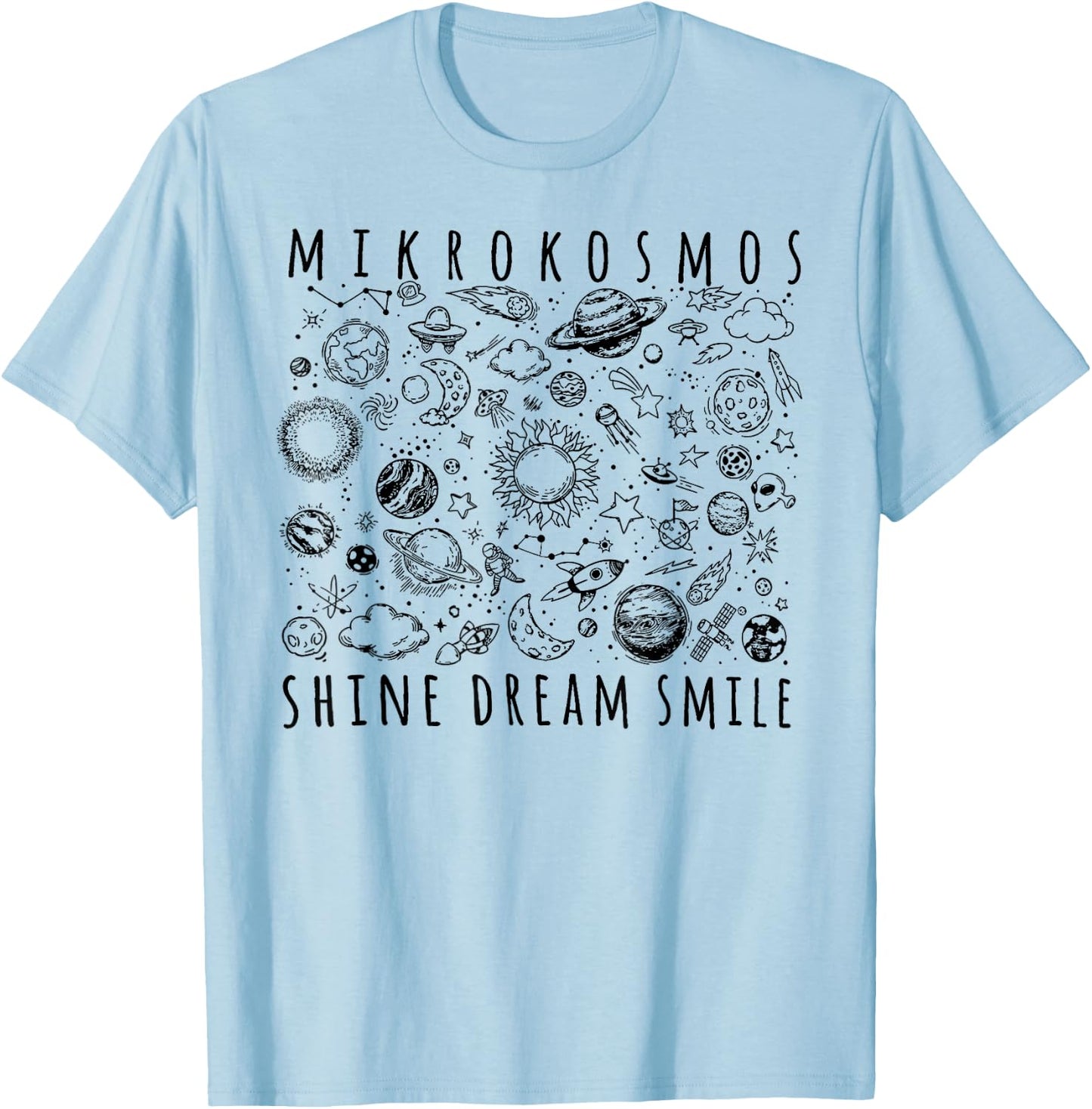 Mikrokosmos Shine Dream Smile Twinkling Starlight Astronaut T-Shirt - T-Shirt | Light Blue