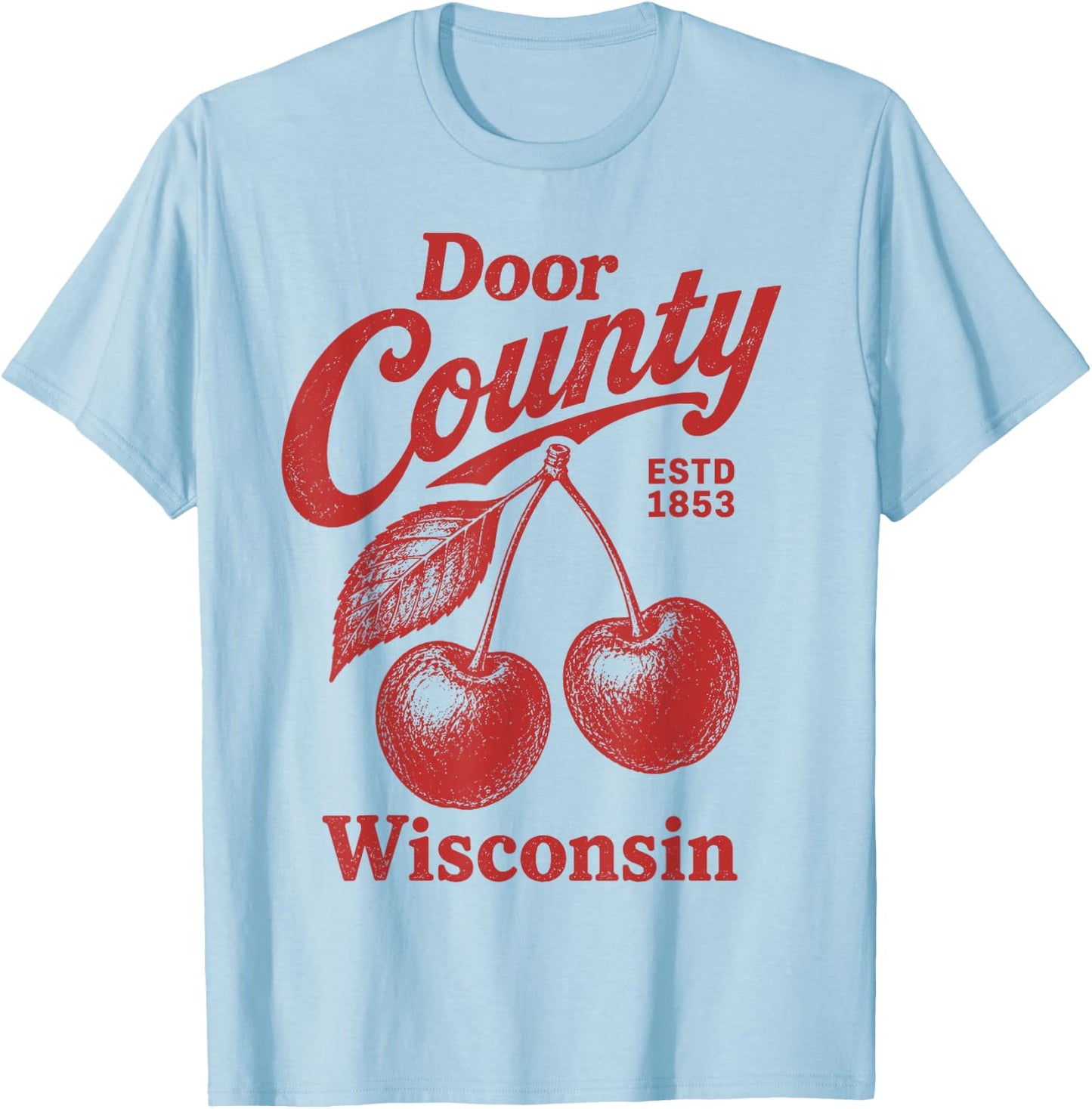 Door County Cherry T-Shirt - T-Shirt | Light Blue