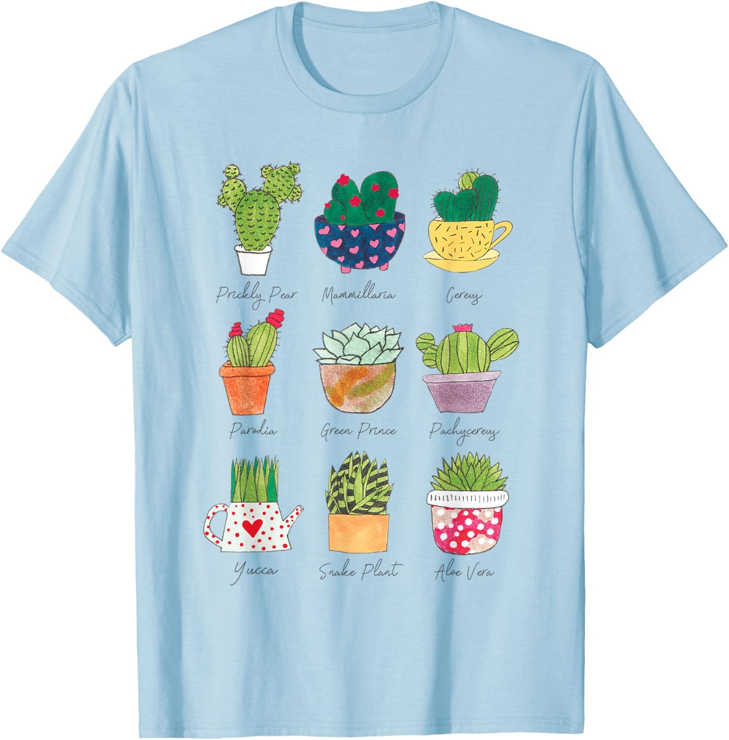Succulent Cactus Shirt Plant Lover Gardener Pothead Birthday T-Shirt - T-Shirt | Light Blue