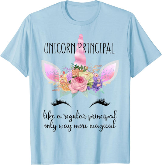 Principal Unicorn Principal of School Teacher Appreciation Men Women T-Shirt - T-Shirt | Light Blue