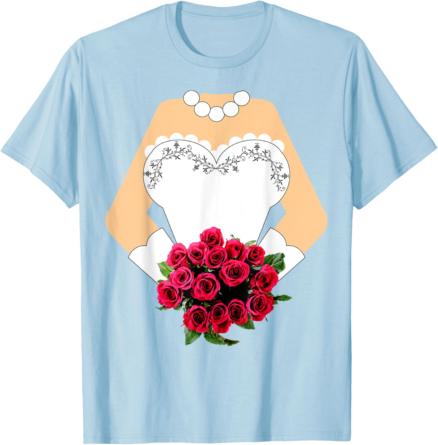 Bridal Gown for Bachelorette Party, BRIDE Halloween Costume T-Shirt - T-Shirt | Light Blue