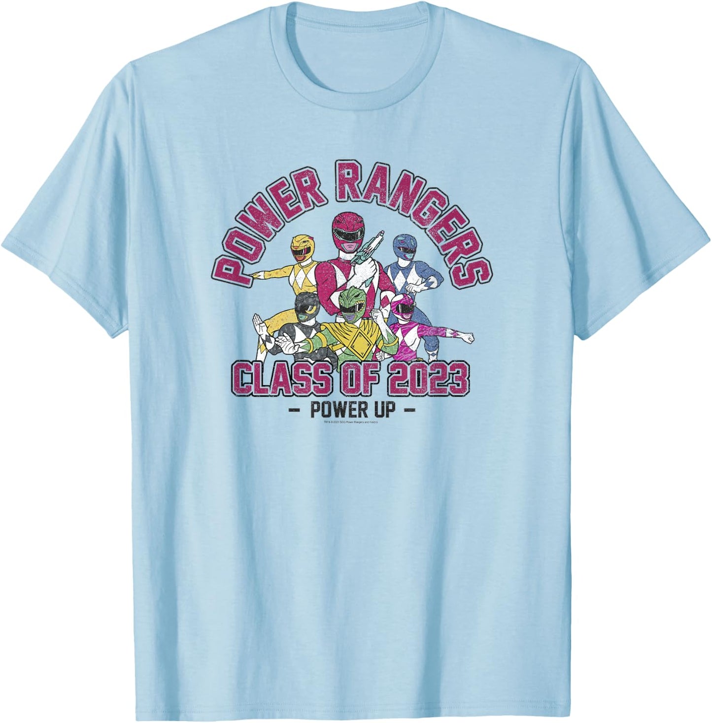 Power Rangers Graduation Class Of 2023 Group Power Up T-Shirt - T-Shirt | Light Blue