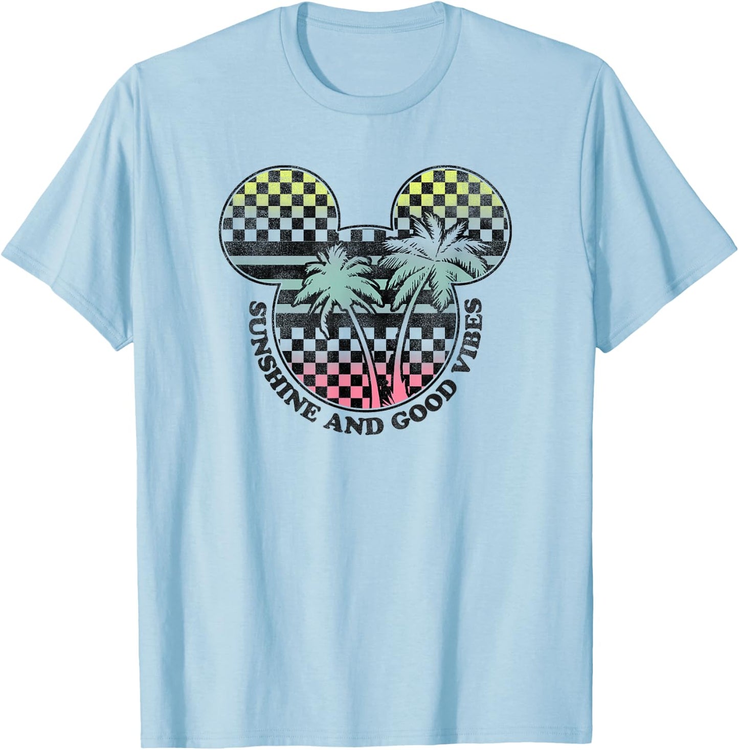 Disney Mickey Classic Mickey Sunshine & Good Vibes Tropical T-Shirt - T-Shirt | Light Blue
