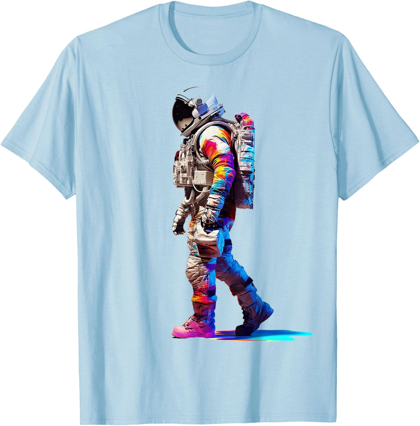 Astronaut Space Motif Colorful Astronaut T-Shirt - T-Shirt | Light Blue