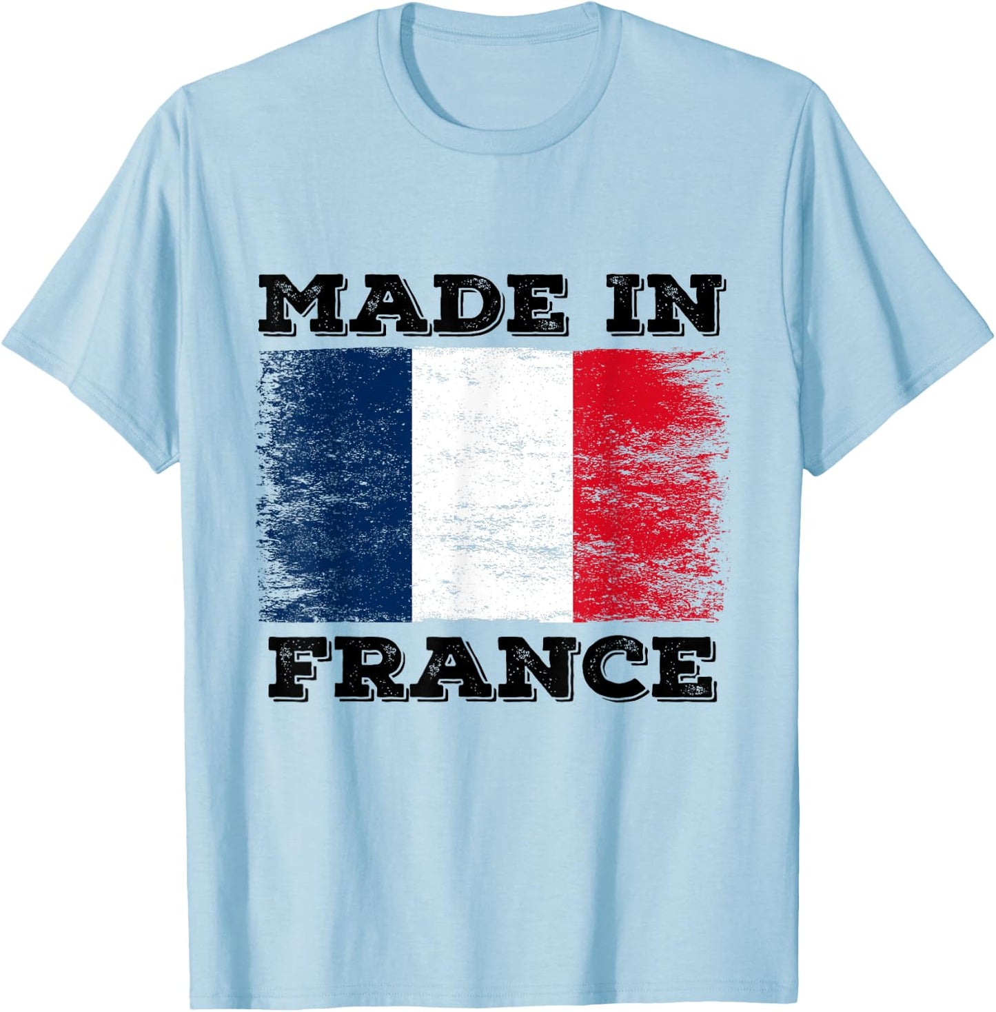 Made In France With French Flag Novelty Graphic Cool Designs T-Shirt - T-Shirt | Light Blue
