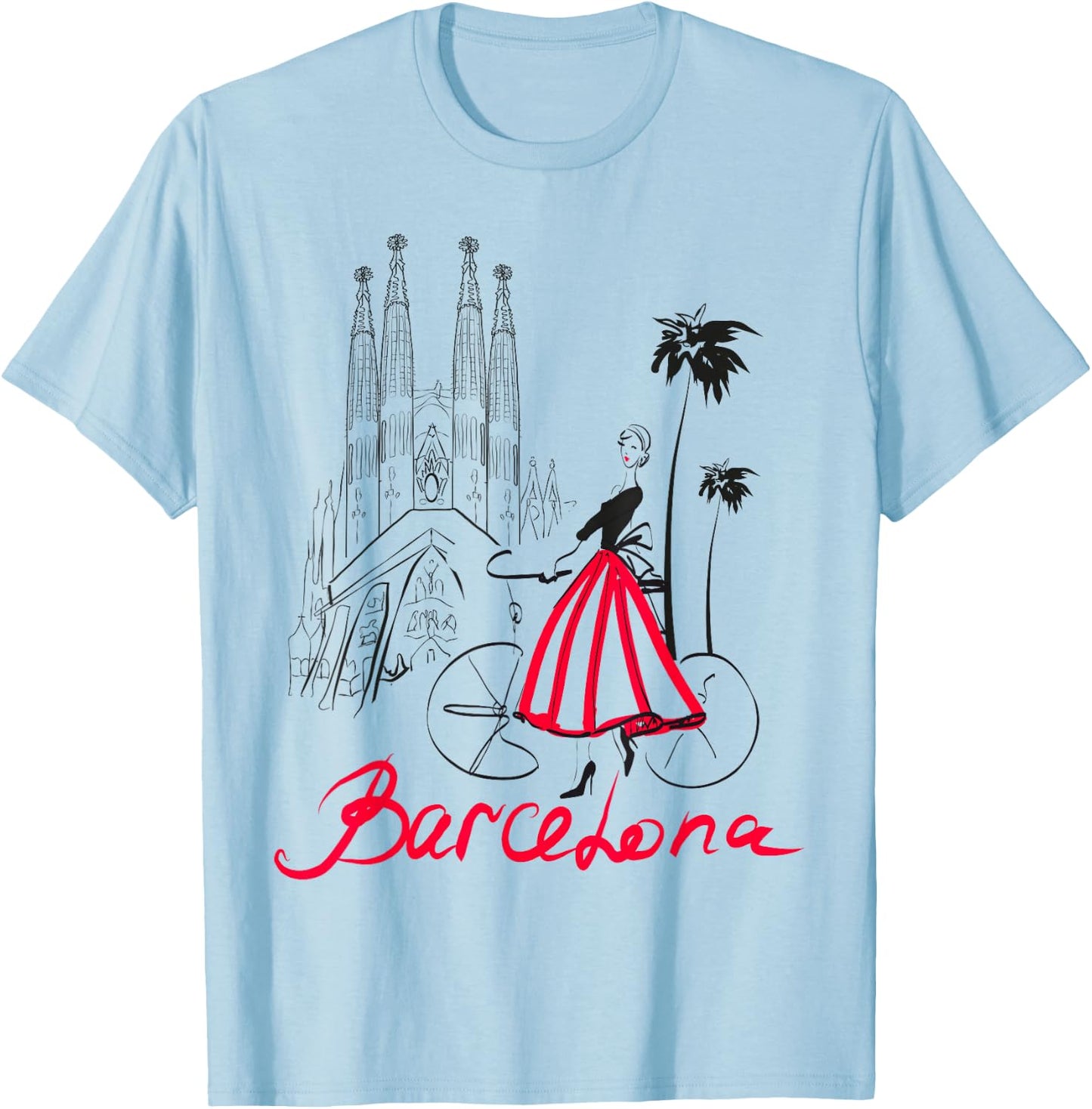 Barcelona Woman , Woman Shirt, Barcelona T-Shirt - T-Shirt | Light Blue