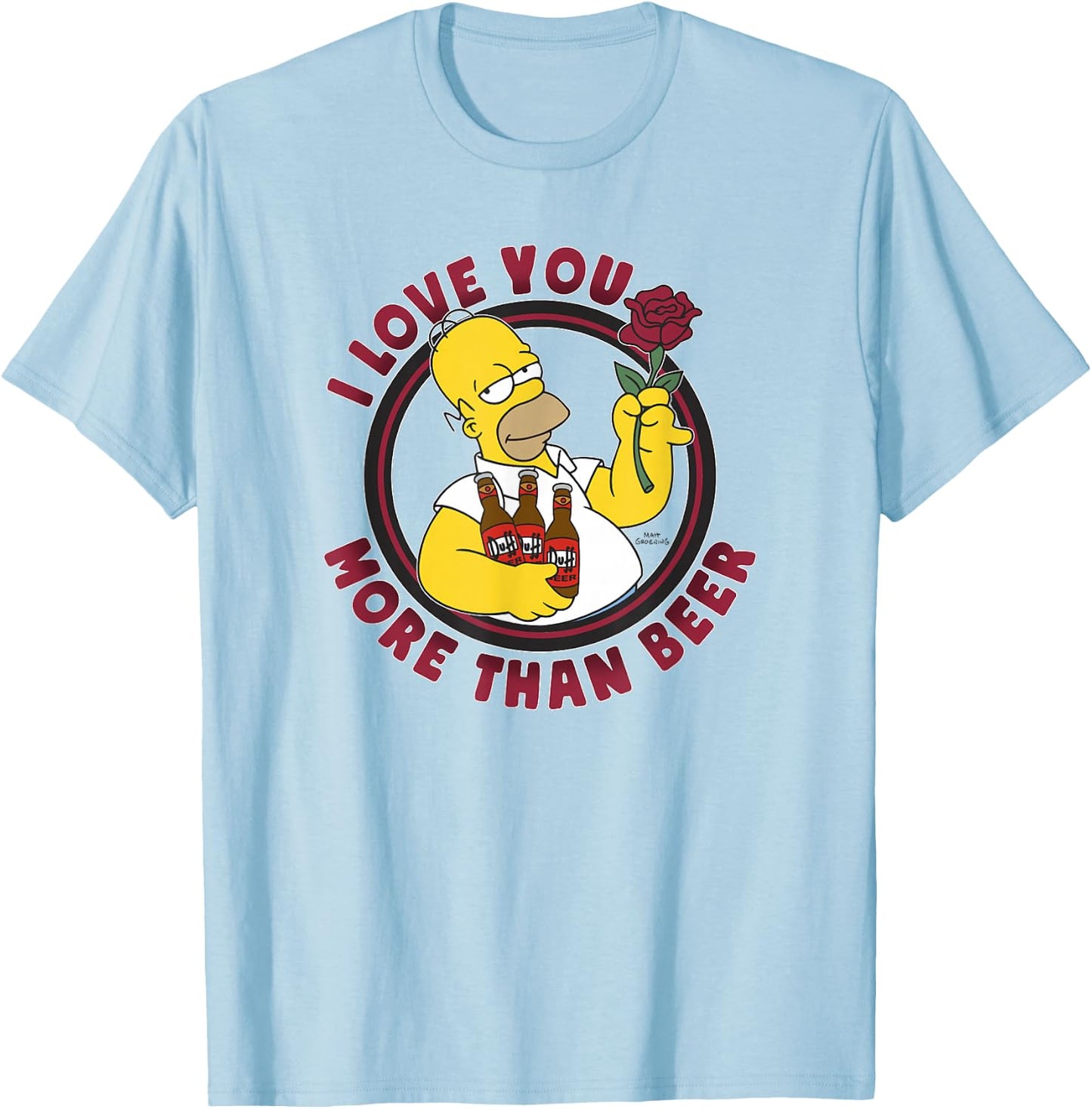 The Simpsons Valentine's Day Homer I Love You More Than Beer T-Shirt - T-Shirt | Light Blue