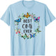 Best Omi Ever Butterfly Floral Personalized Name T-Shirt - T-Shirt | Light Blue