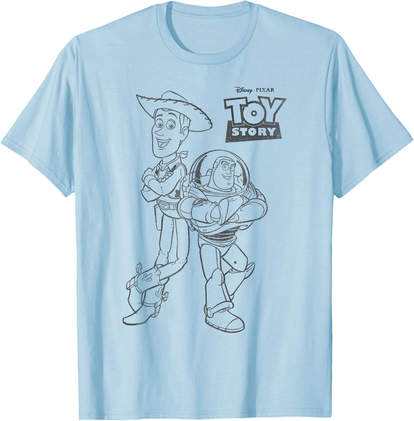 Disney Pixar Toy Story Buzz And Woody Back To Back Poster T-Shirt - T-Shirt | Light Blue