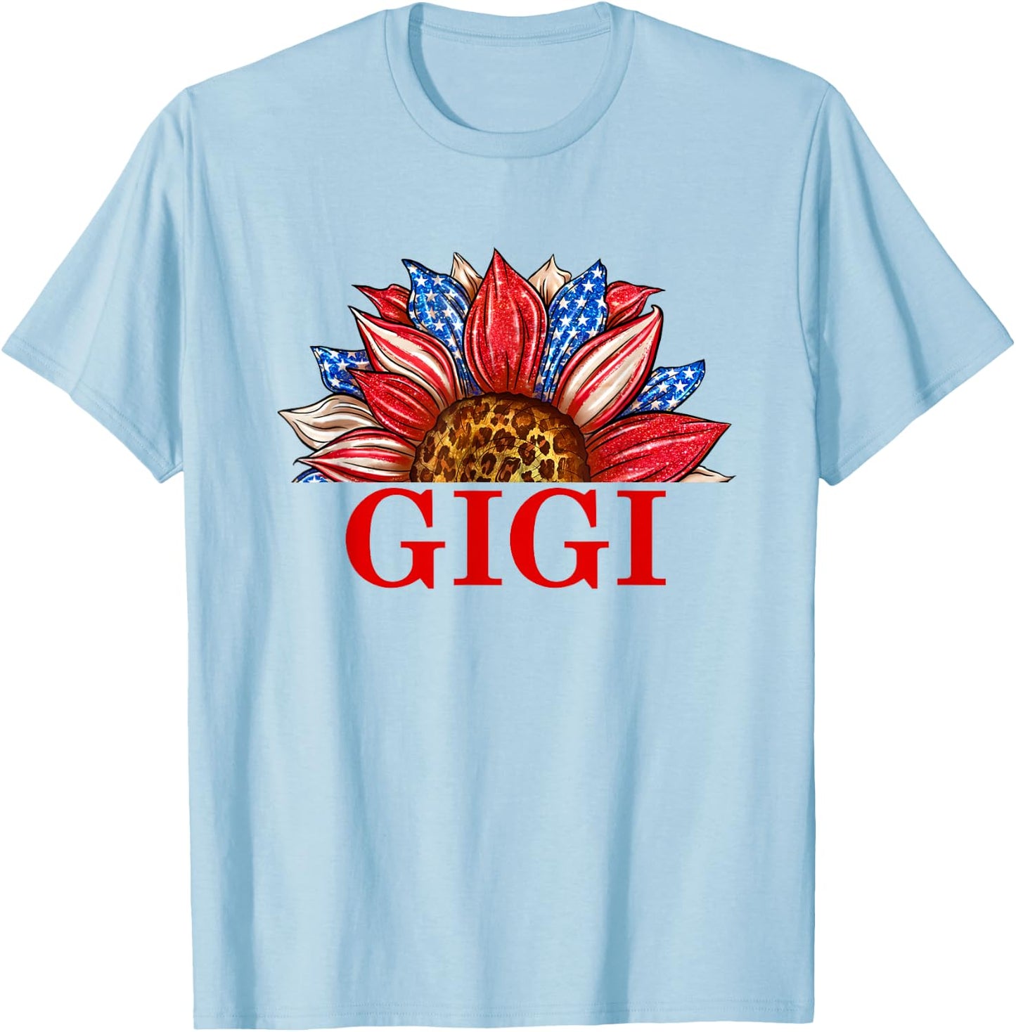 Sunflower Gigi 4th of July Patriotic Women Mother's Day T-Shirt - T-Shirt | Light Blue