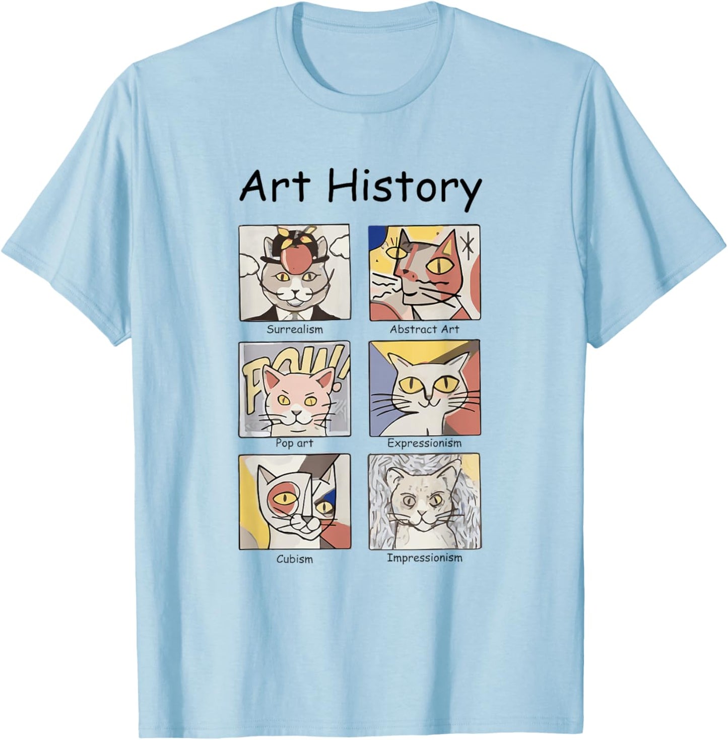 Art History Funny Cat Art Lover Painting Painter Artist T-Shirt - T-Shirt | Light Blue