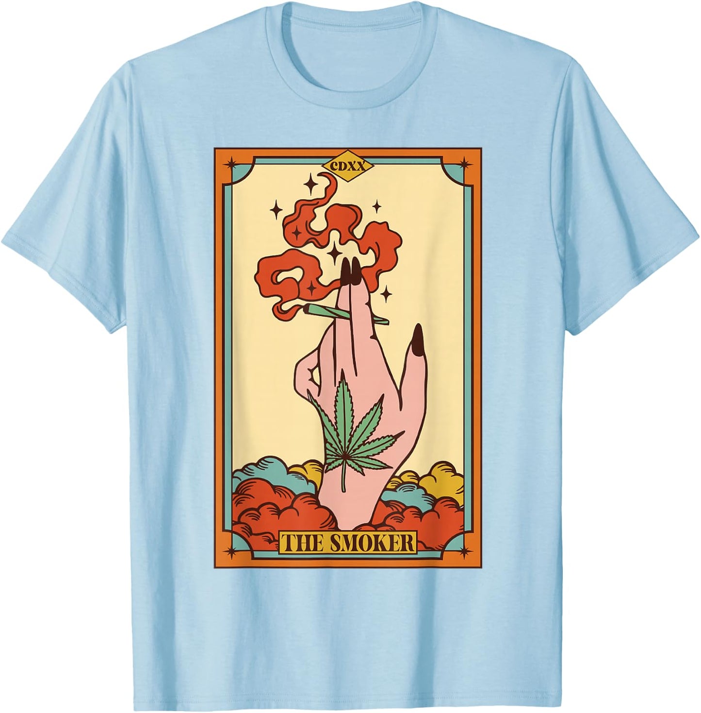 Cannabis Weed Stoner Marijuana 420 The Smoker Tarot Card T-Shirt - T-Shirt | Light Blue