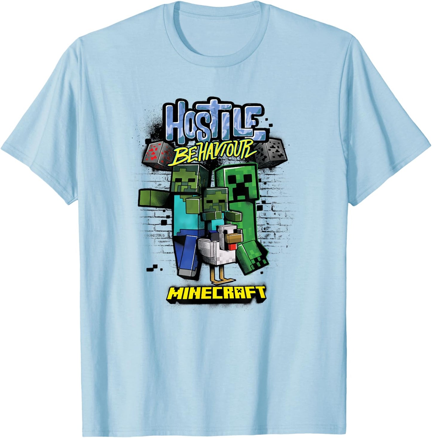 Minecraft Hostile Behaviour Aggressive Mob Group T-Shirt - T-Shirt | Light Blue