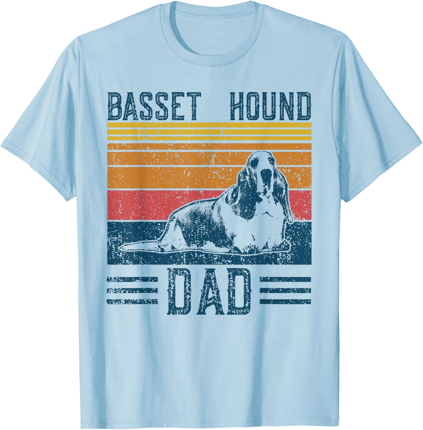 Dog Dad - Vintage Basset Hound Dad T-Shirt - T-Shirt | Light Blue