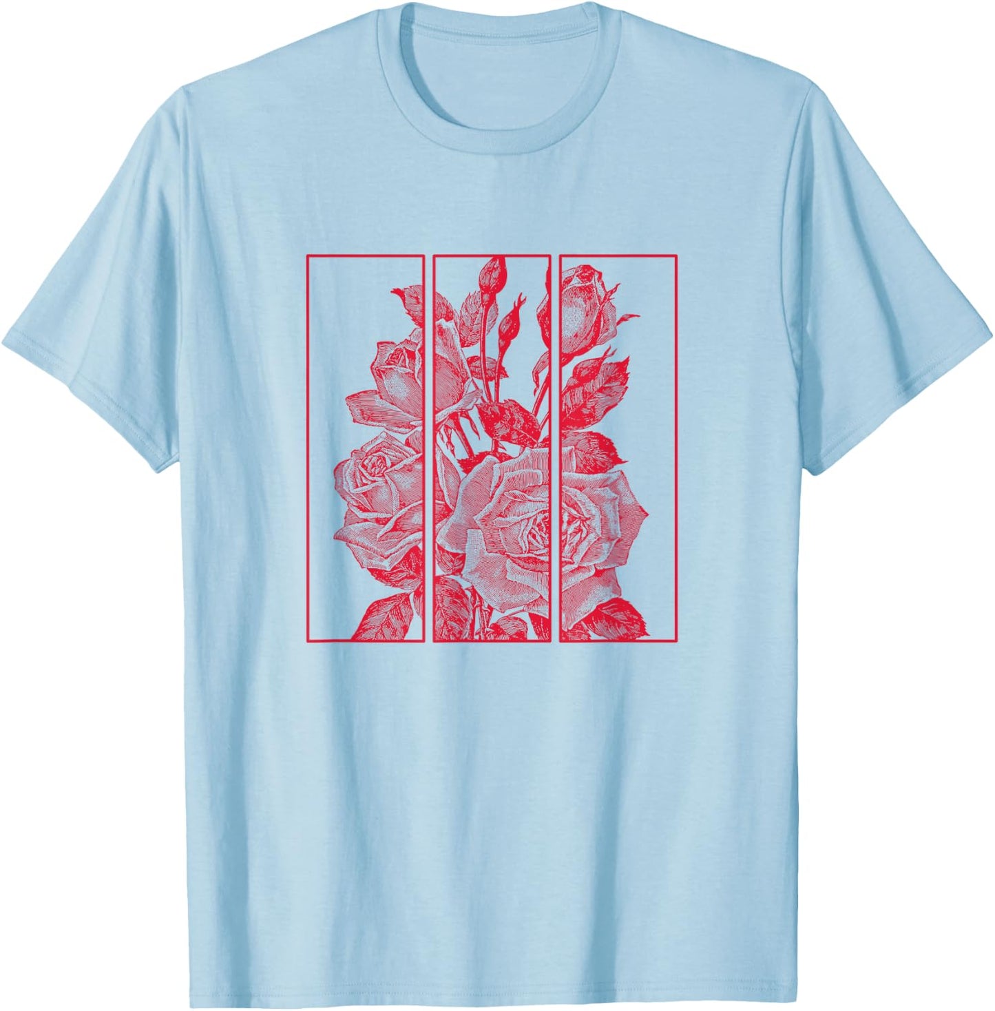 Red Roses Aesthetic Clothing Soft Grunge Clothes Women Men T-Shirt - T-Shirt | Light Blue