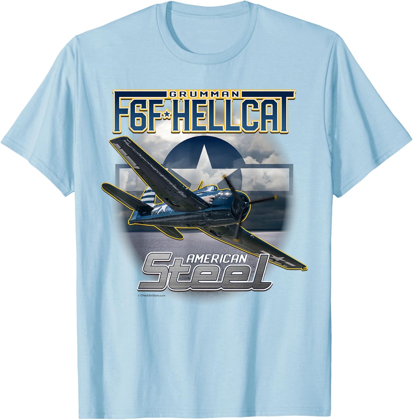 Aviation : F6F Hellcat American Steel WWII Shirt T-Shirt - T-Shirt | Light Blue