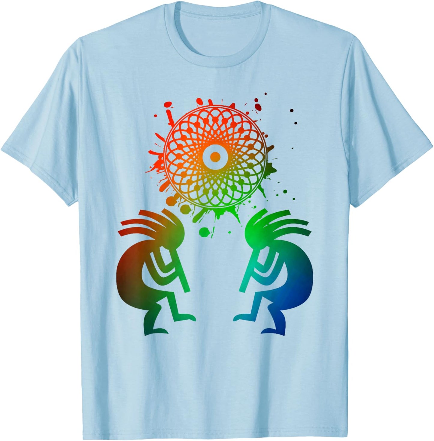 Kokopelli Native American Dream Catcher T-Shirt - T-Shirt | Light Blue
