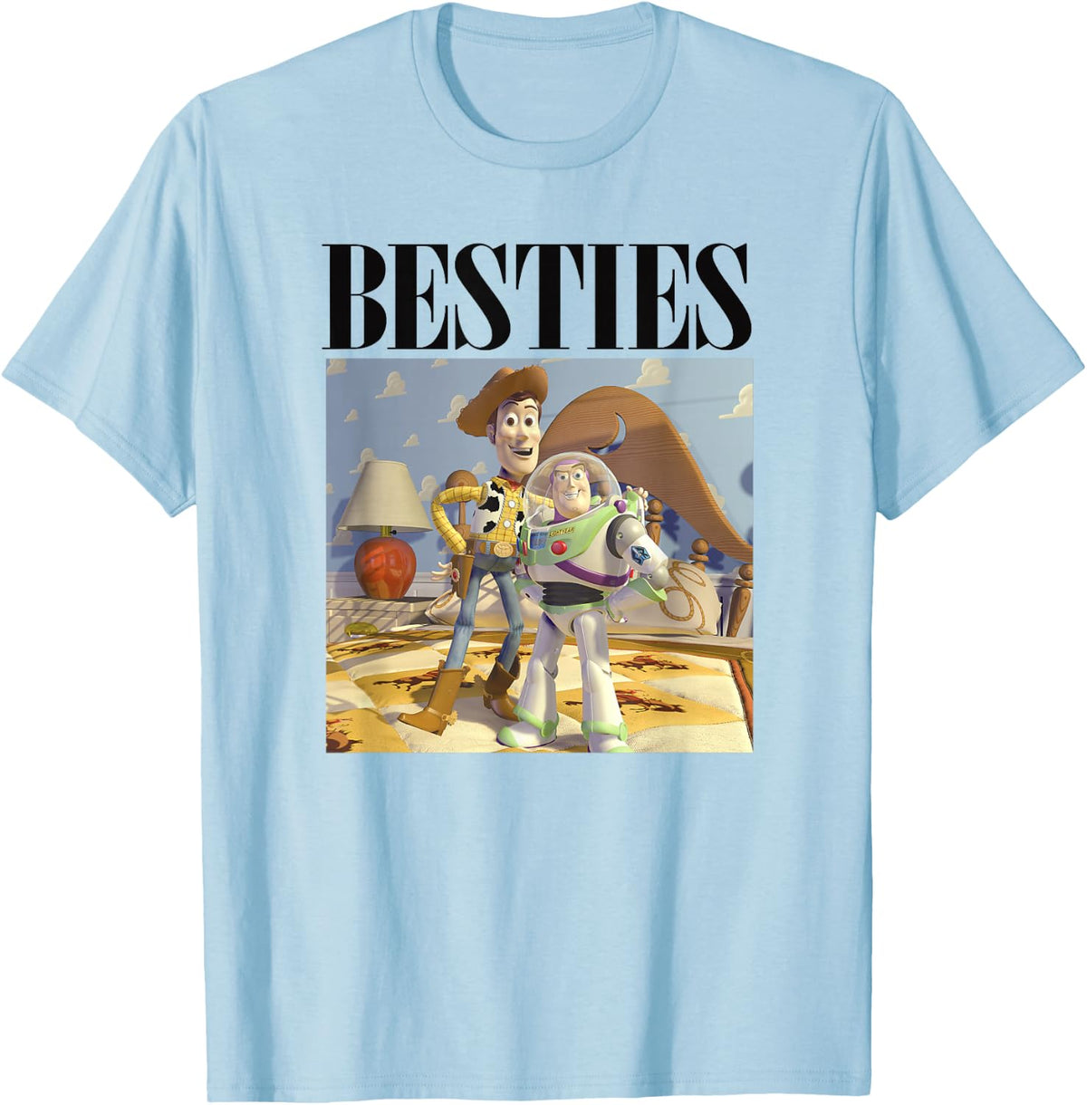 Disney Pixar Toy Story Buzz And Woody Besties Poster T-Shirt - T-Shirt | Light Blue