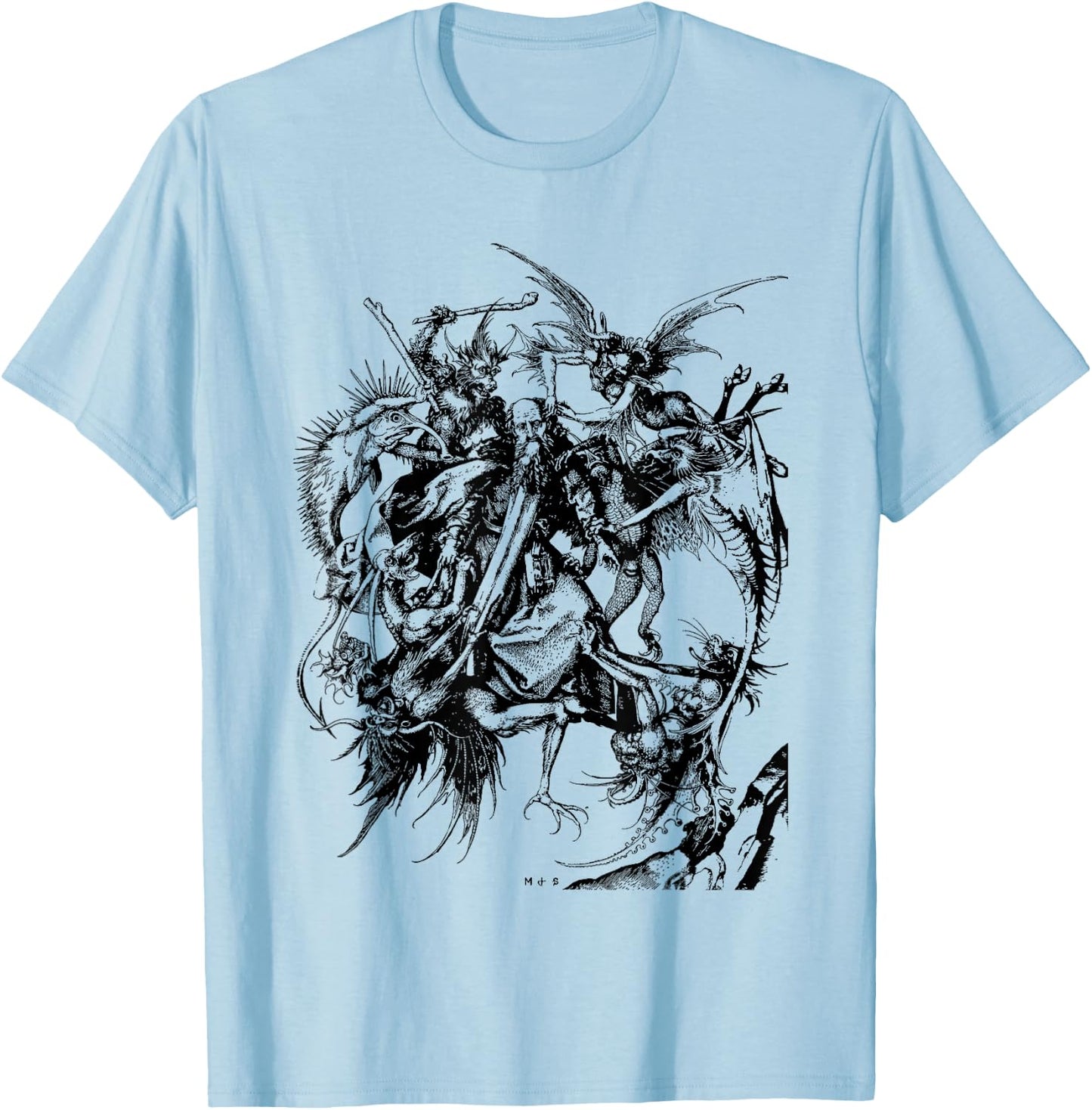 THE TEMPTATION of ST. ANTHONY - Medieval Monster Art Shirt T-Shirt - T-Shirt | Light Blue
