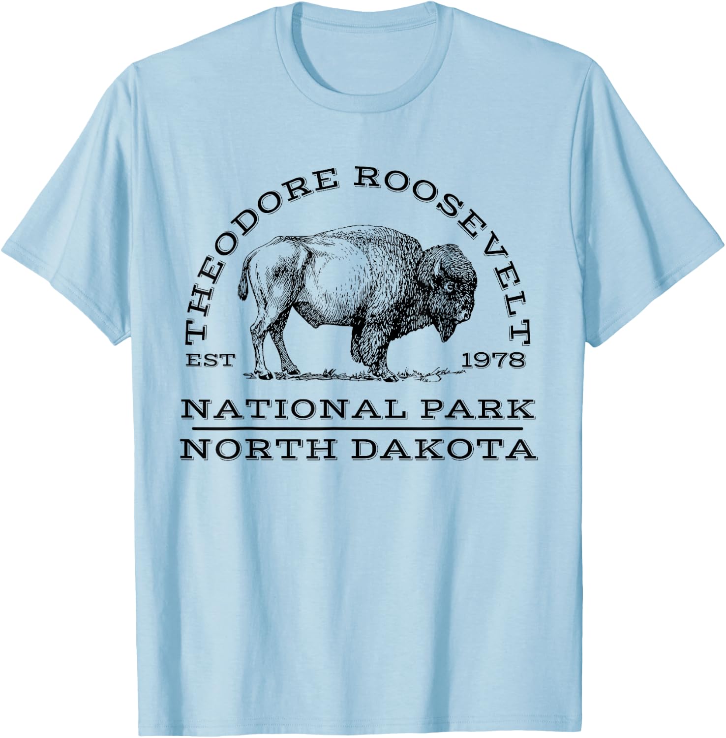 Theodore Roosevelt National Park Buffalo North Dakota Hike , Gray T-Shirt - T-Shirt | Light Blue