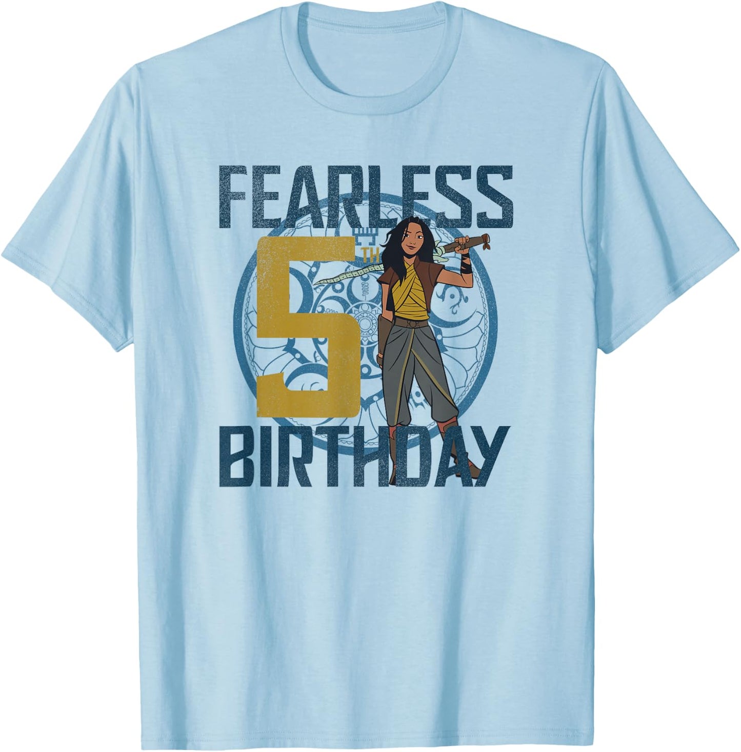 Disney Raya and the Last Dragon Fearless Fifth Birthday T-Shirt - T-Shirt | Light Blue