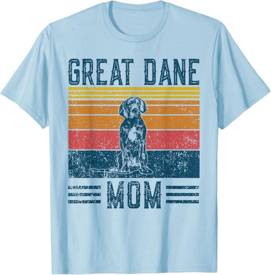 Dog Great Dane Mom - Vintage Great Dane Mom T-Shirt - T-Shirt | Light Blue