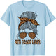 Leopard Messy Bun Fourth 4th Grade Vibes Only Back To School T-Shirt - T-Shirt | Light Blue