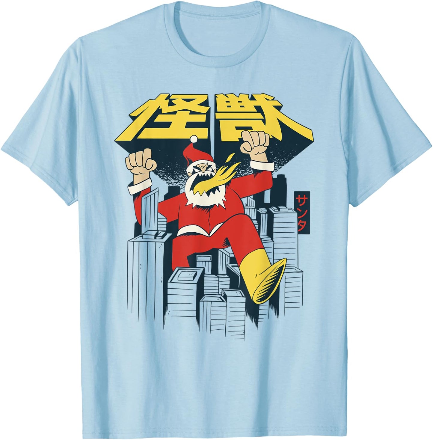 Japan retro Christmas grunge vintage Kanji Santa Claus T-Shirt - T-Shirt | Light Blue