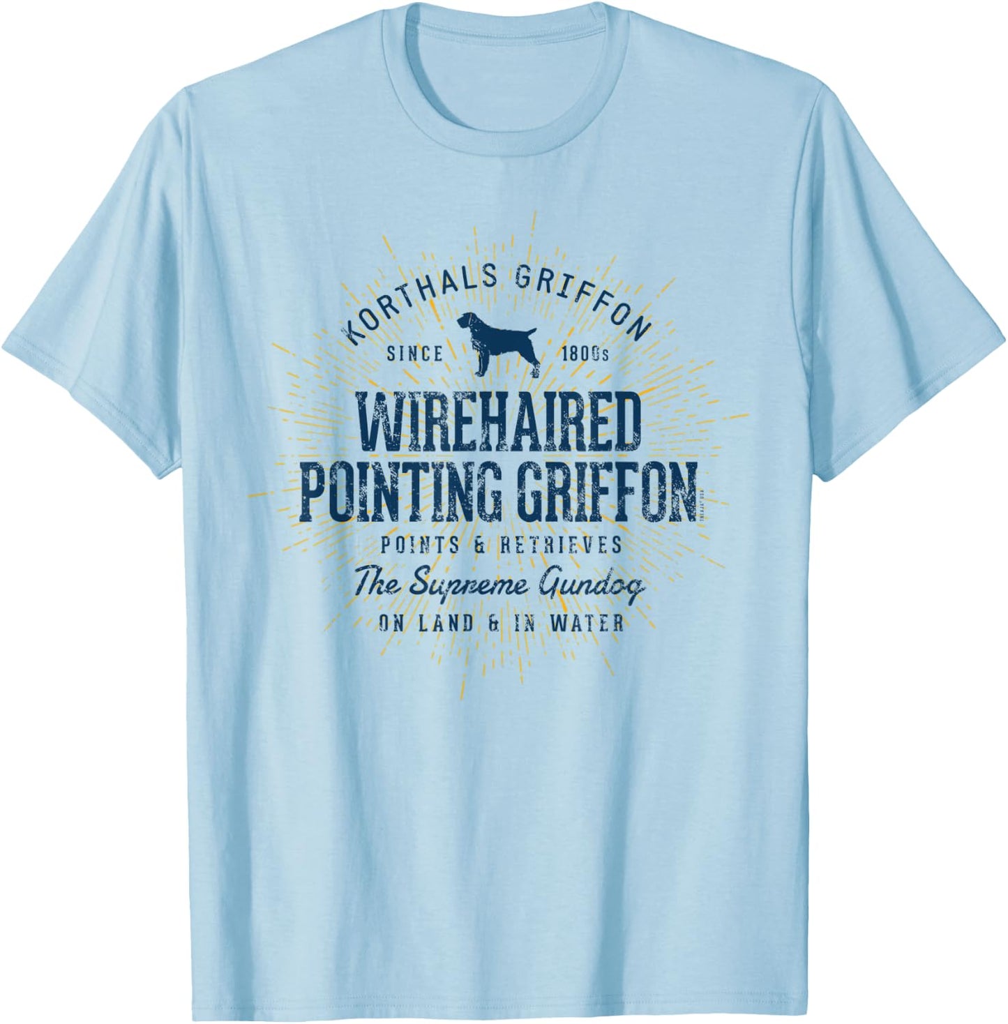 Korthals Griffon Vintage Retro Wirehaired Pointing Griffon T-Shirt - T-Shirt | Light Blue