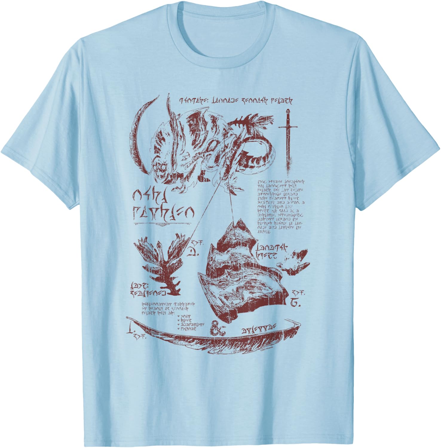 Dungeons & Dragons Anatomy Chart for Rust Monster T-Shirt - T-Shirt | Light Blue