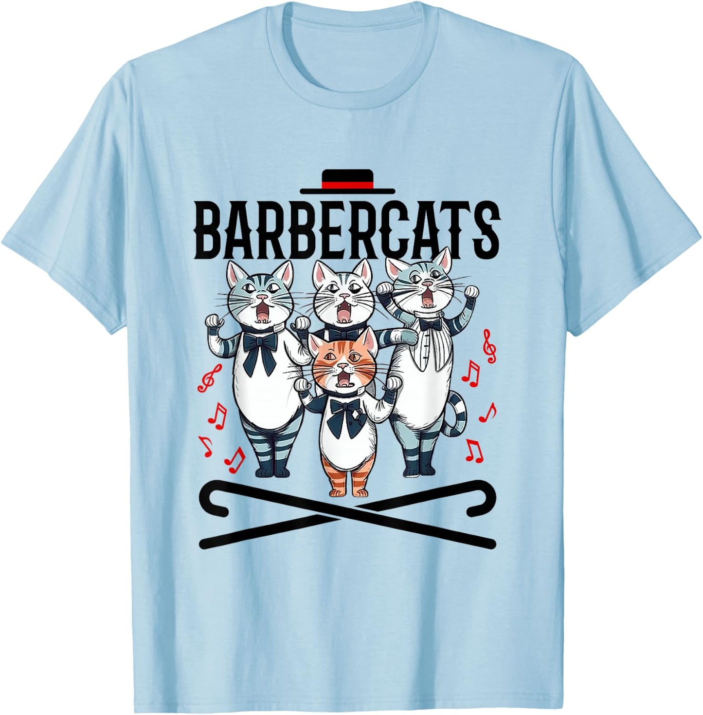 Barbershop Quartet Cats Singing Harmony Singer T-Shirt - T-Shirt | Light Blue