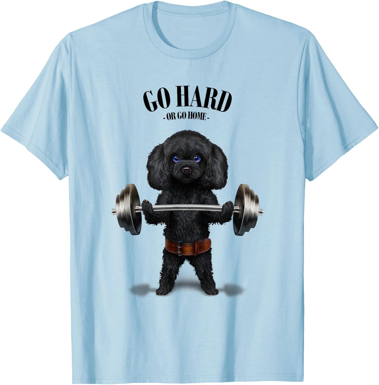 Black Poodle Dog Weightlifting in Fitness Gym Men Women Kids T-Shirt - T-Shirt | Light Blue