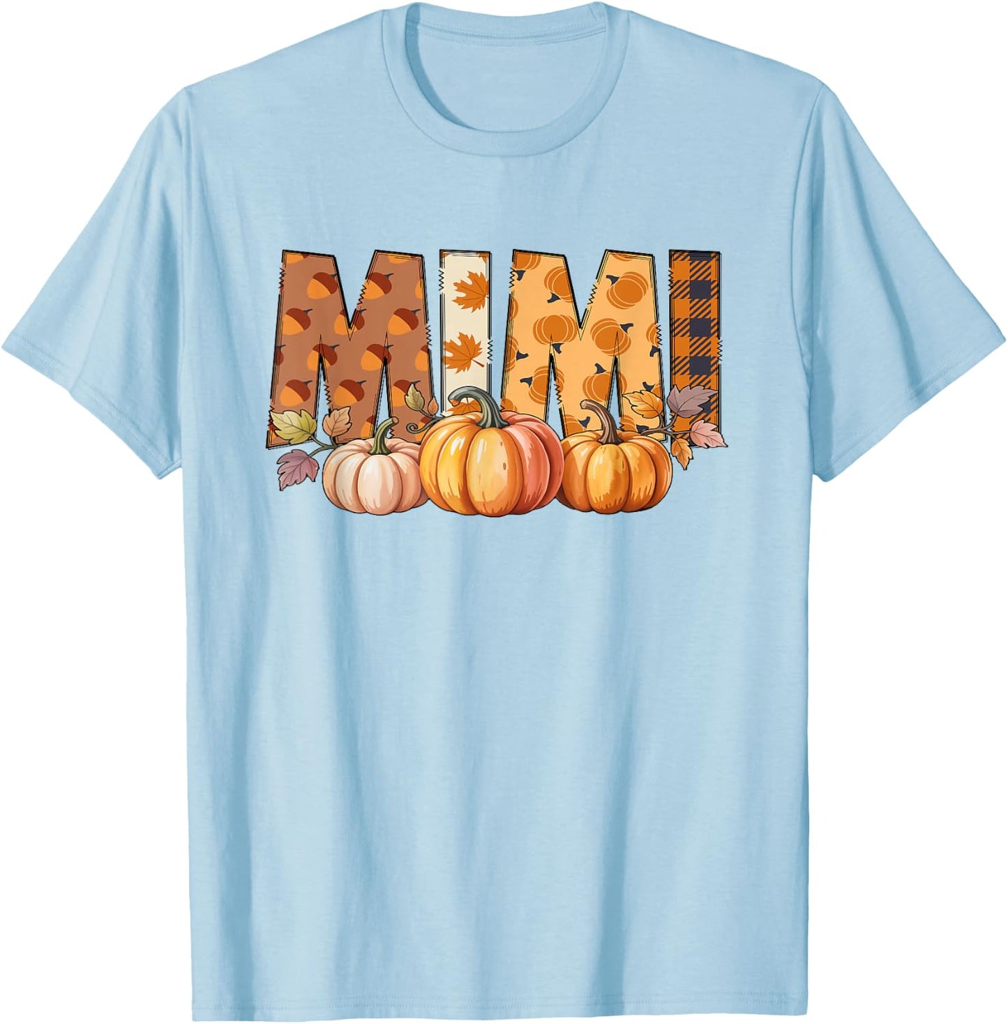 Mimi Pumpkin Fall Design for Autumn Celebration T-Shirt - T-Shirt | Light Blue