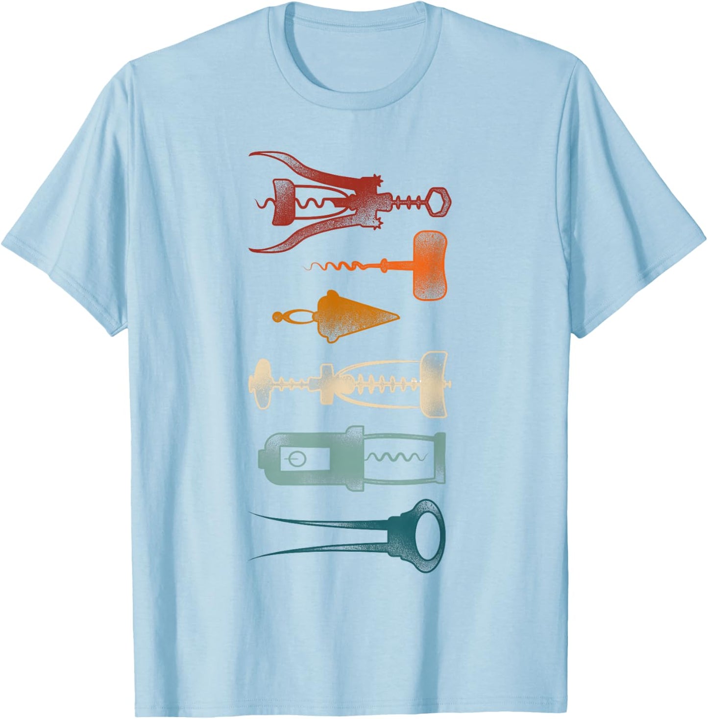 Sommelier Wine Drinking Tasting Retro Corkscrew Wine Opener T-Shirt - T-Shirt | Light Blue
