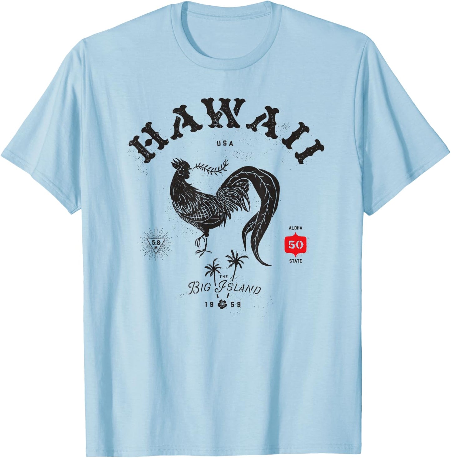 Vintage Hawaii Chicken Big Island Aloha State T-Shirt - T-Shirt | Light Blue