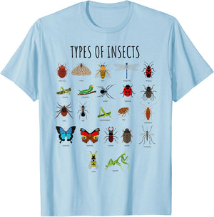 Kids Types of Insects Bug Identification Science T-Shirt - T-Shirt | Light Blue