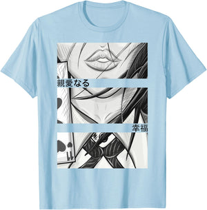 Anime Girl Eyes - Japan Culture Art - Japanese Aesthetic T-Shirt - T-Shirt | Light Blue