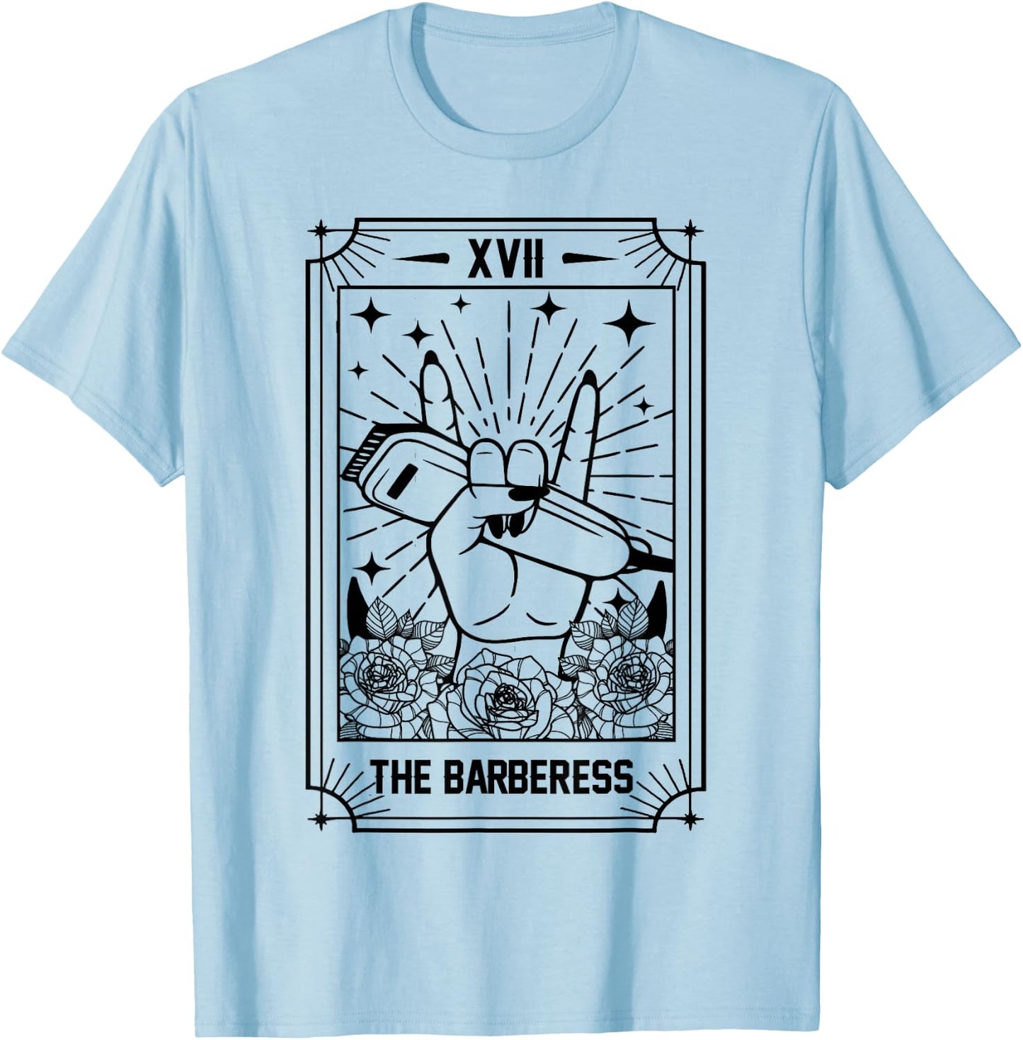 Hairstylist Proud Lady Barber Salon The Barberess Tarot Card T-Shirt - T-Shirt | Light Blue