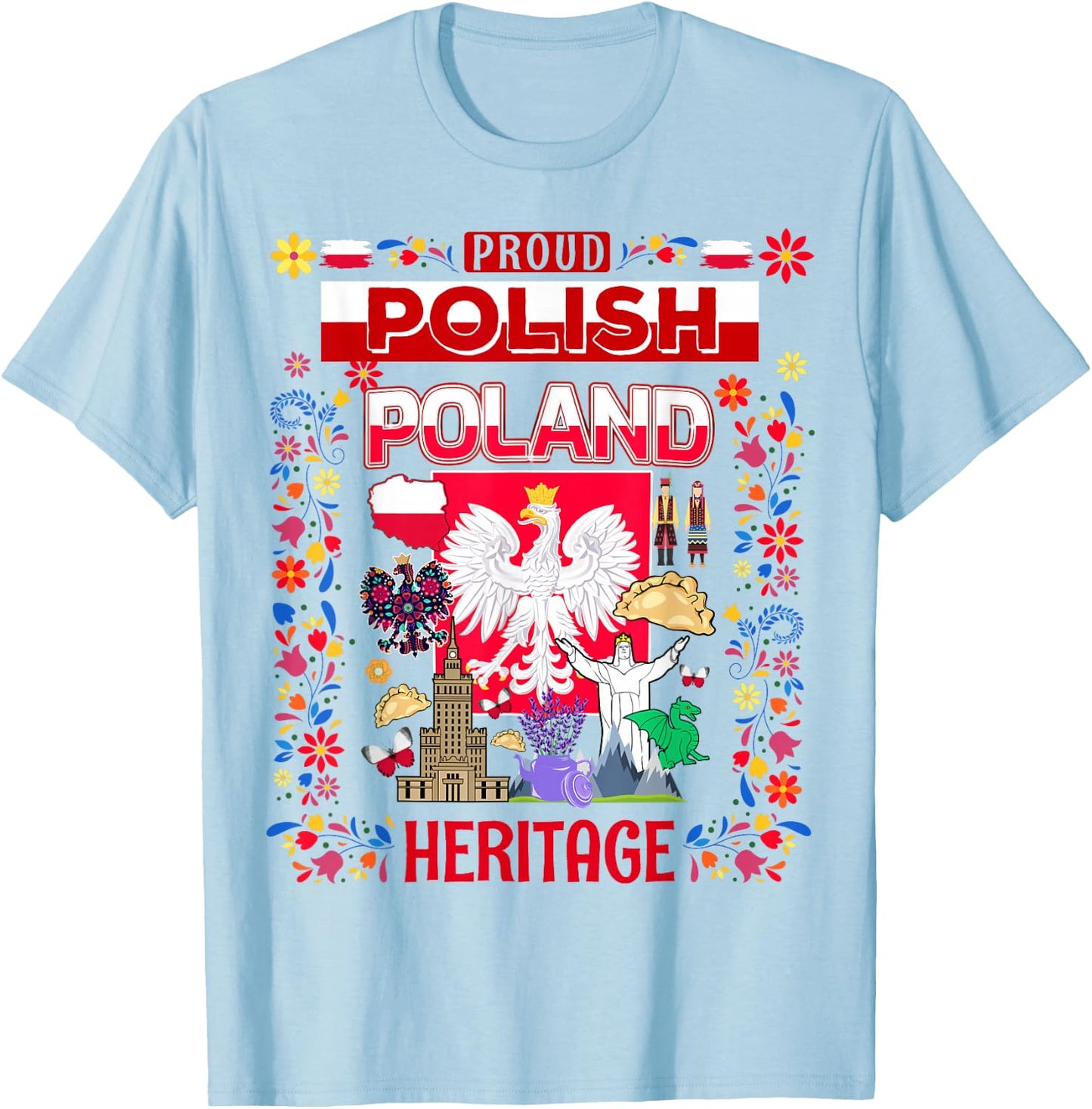 Polska Polish Ideas & Polski Folk Polish Heritage T-Shirt - T-Shirt | Light Blue