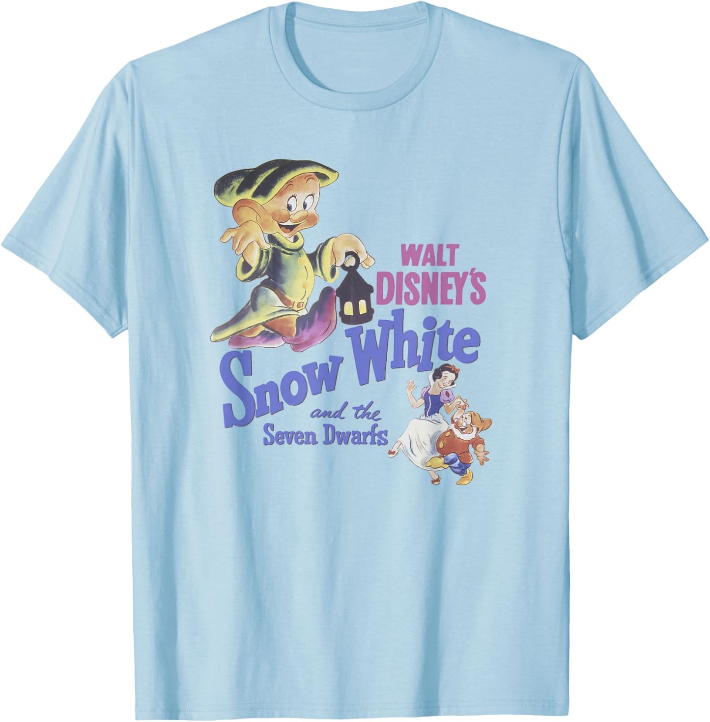 Disney Snow White and The Seven Dwarfs Dopey Movie Poster T-Shirt - T-Shirt | Light Blue