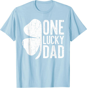 One Lucky Dad Shirt Funny Daddy Men Vintage St Patricks Day T-Shirt - T-Shirt | Light Blue