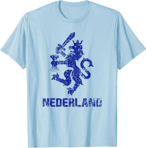 Nederland Flag Dutch Lion Netherlands International Country T-Shirt - T-Shirt | Light Blue