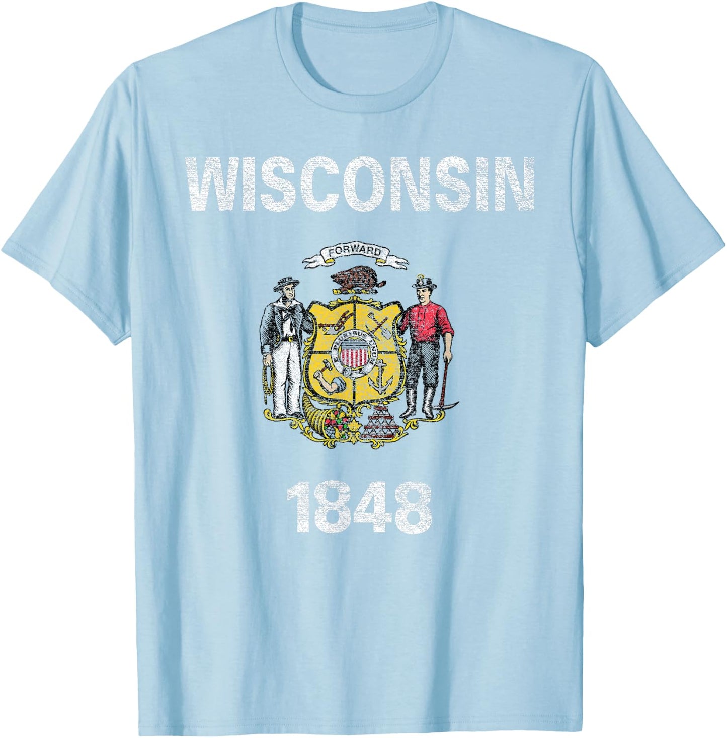 State Flag of Wisconsin T-Shirt - T-Shirt | Light Blue