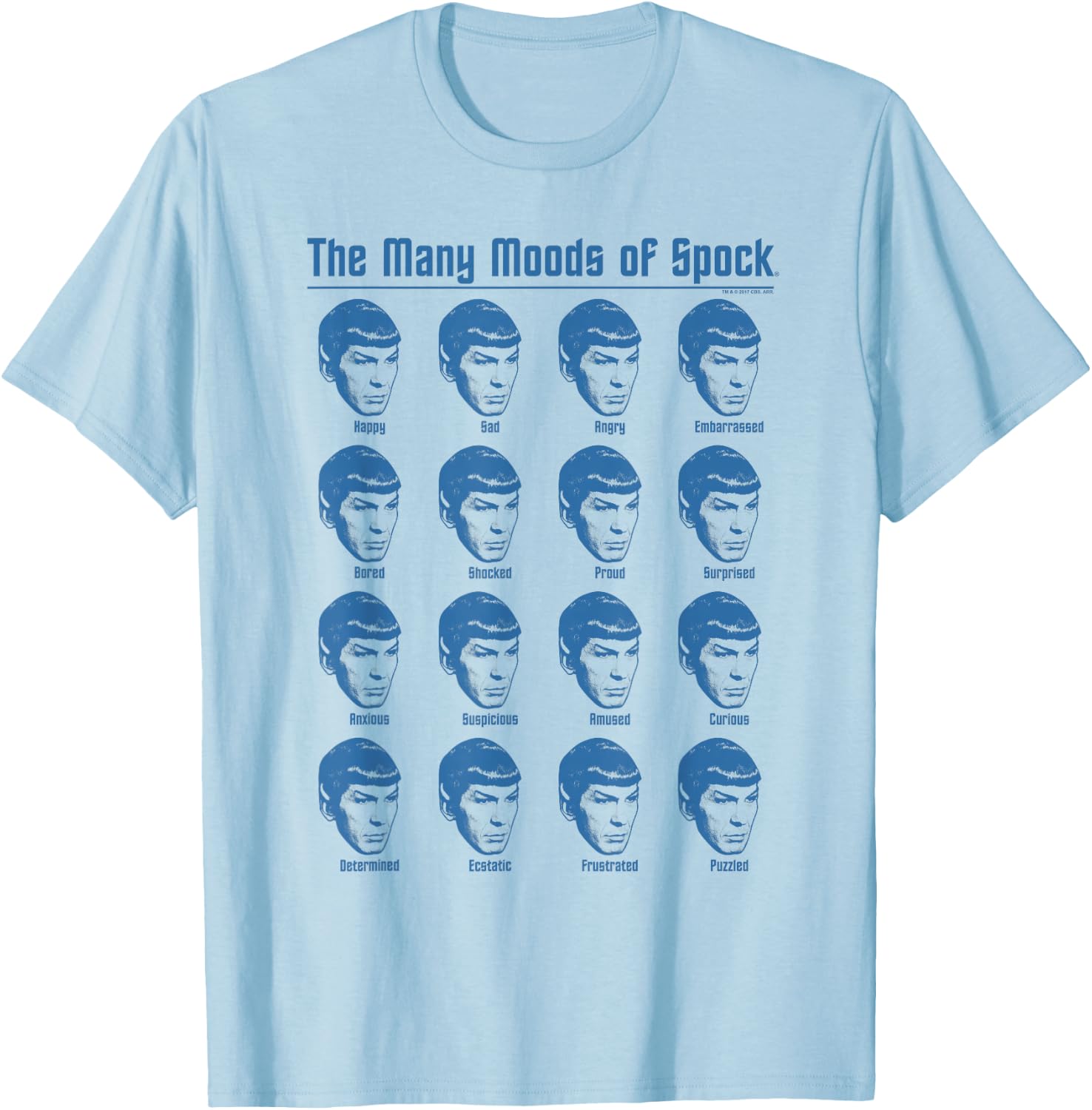 Star Trek Many Moods of Spock T-Shirt - T-Shirt | Light Blue