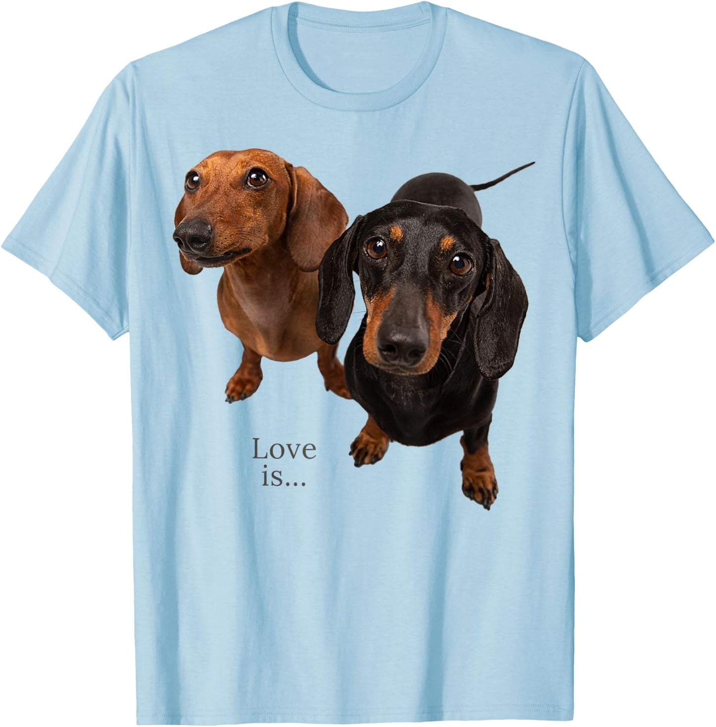 Dachshund Shirt Weiner Dog Mom Dad Love Doxie Puppy Cute T-Shirt - T-Shirt | Light Blue
