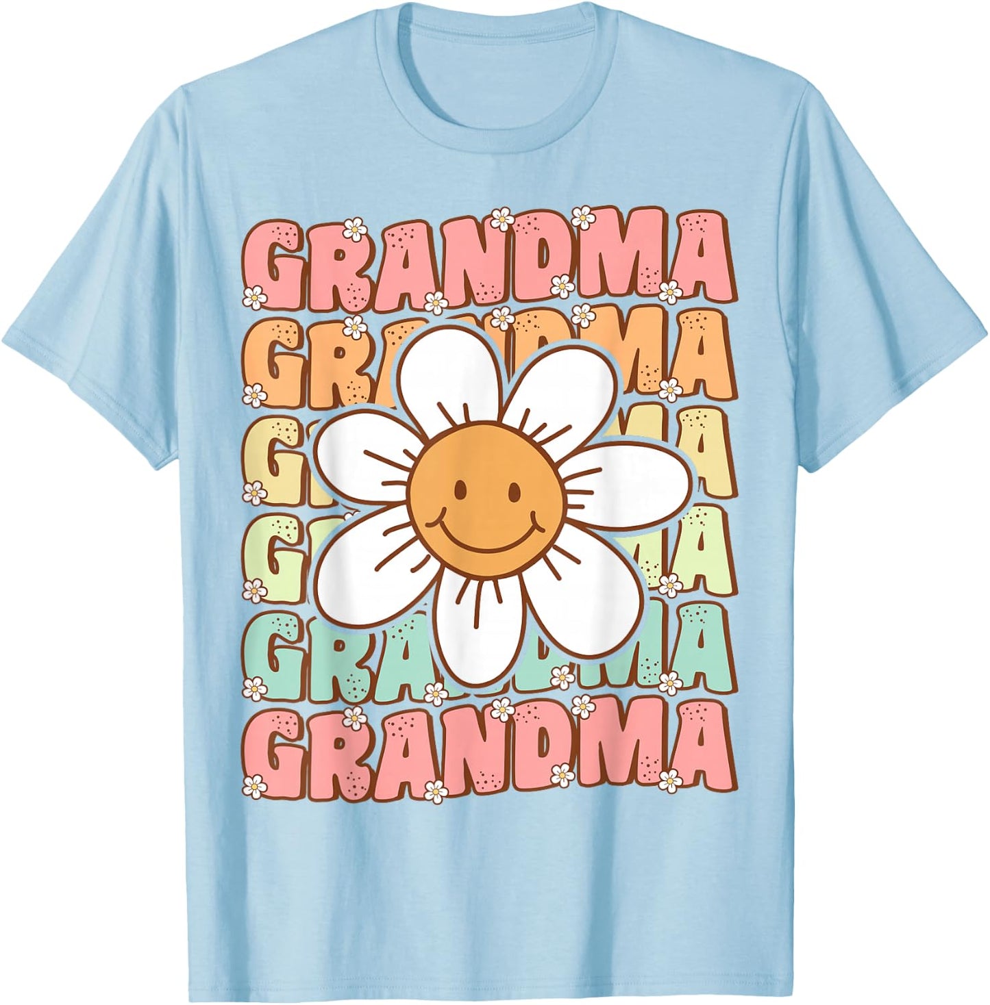 Cute Groovy Grandma 70s Family Birthday Party Daisy Flower T-Shirt - T-Shirt | Light Blue